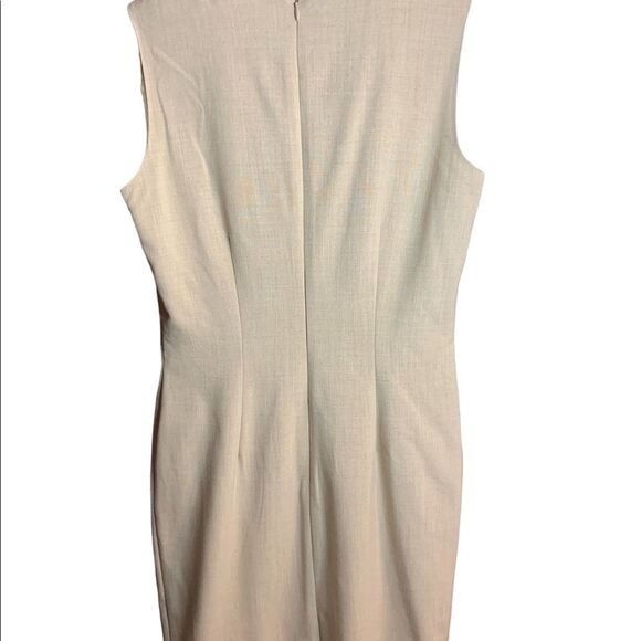 Calvin Klein Beige Sheath Dress Sleeveless Nude Hip Detailing Size 4 - Picture 3 of 9